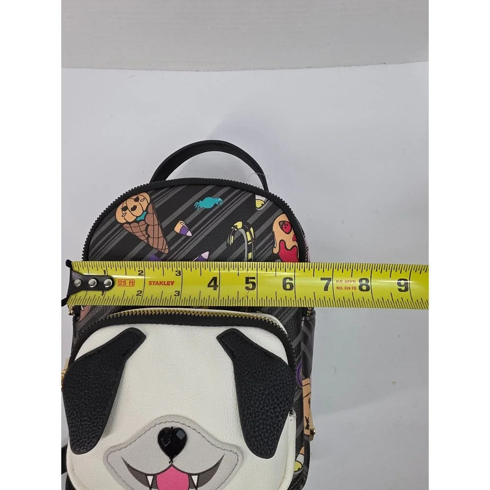 Betsey Johnson Halloween Vampire Puppy Mini Backpack Spooky Treats Print Black